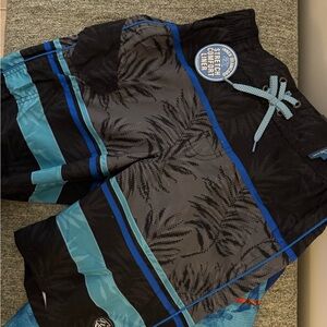 2 ZeroXposur Black and Blue Swim Shorts for boys M - 10/12 NWT